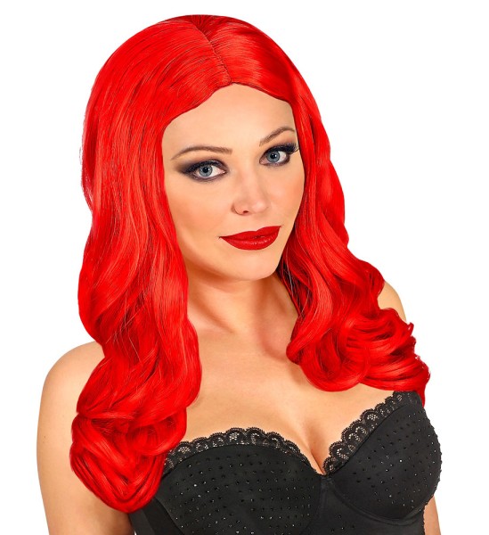 rote Perücke mit langem lockigem Haar