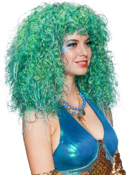 Perücke Wassernixe, Meerjungfrau blau grün meliert