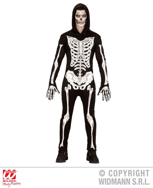 Skelett Erwachsene 2-tlg. Hoodie-Overall Handschuhe Gr. S - XL Halloween