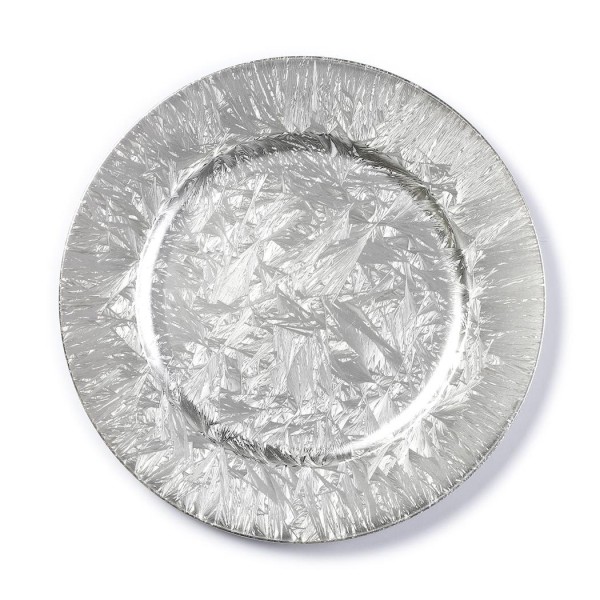 Kunststoff Dekoteller 33cm Silber Eislack
