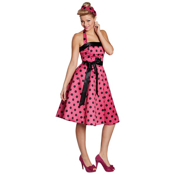 50er Jahre Kleid pink schwarz
