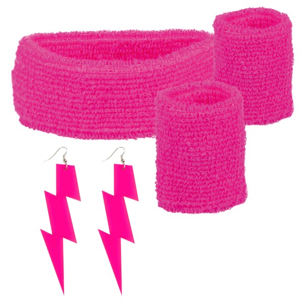 80er Jahre Accessoire Set pink 