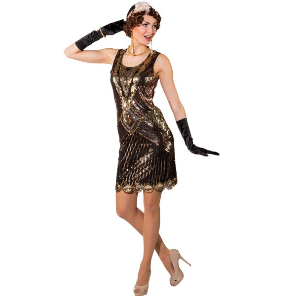 20er Jahre Kleid schwarz-gold