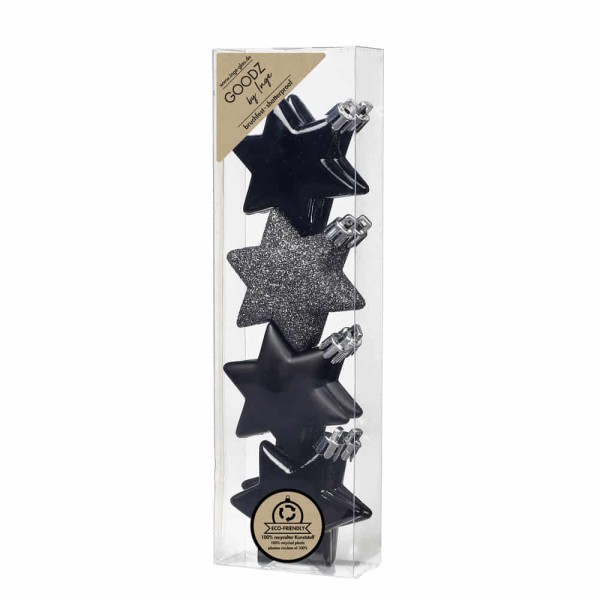 Kunststoff Sterne 8 Stk 6cm Schwarz Mix