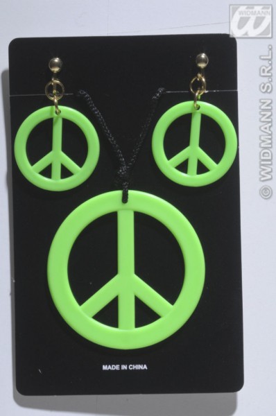 Peace Kette mit Ohrringen