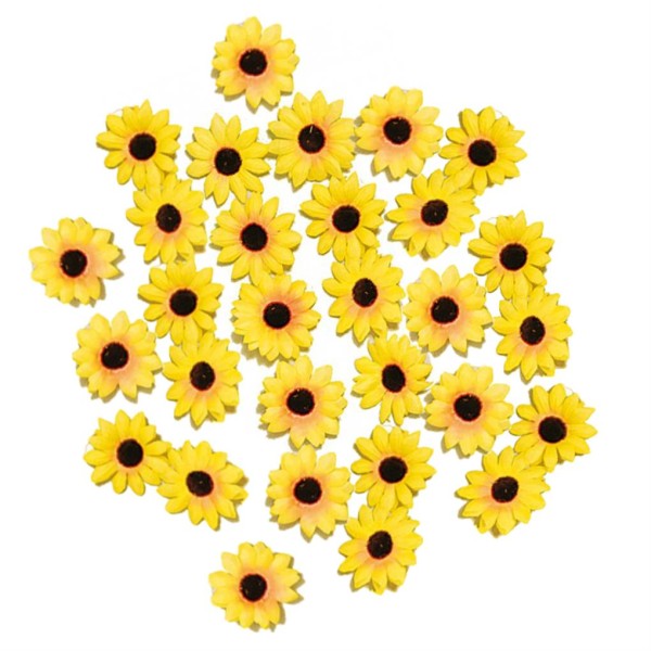 Kleine Sonnenblumenköpfe zum Basteln und Dekorieren