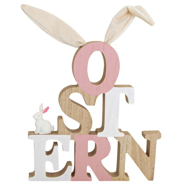 Schriftzug Ostern aus Holz rosa