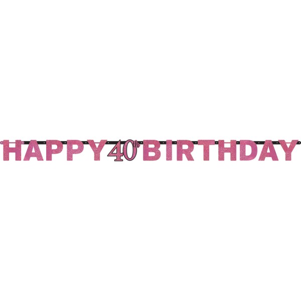 Partykette 40 Jahre Sparkling Celebration pink 213 x 16,2 cm