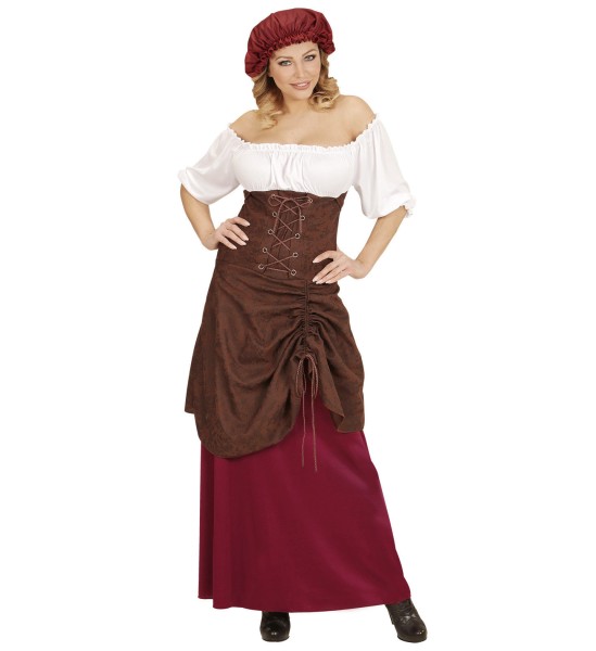 Mittelalterliche Wirtin 2-tlg. Kleid, Mütze