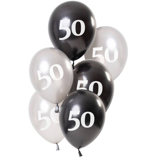 Luftballons 50. Geburtstag schwarz silber