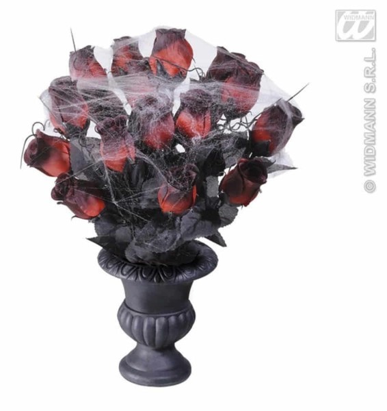 Vase 15 Rosen mit Netz