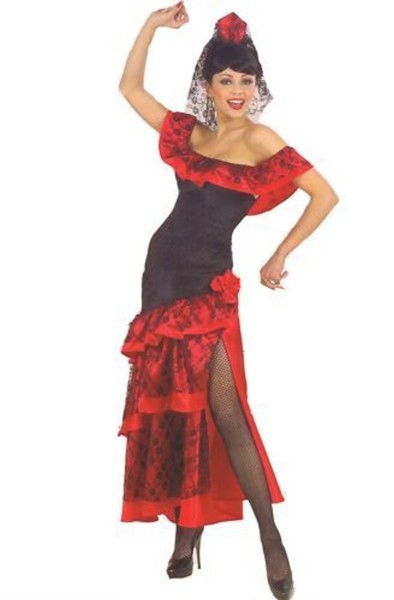 Spanierin Kleid Senorita rot schwarz