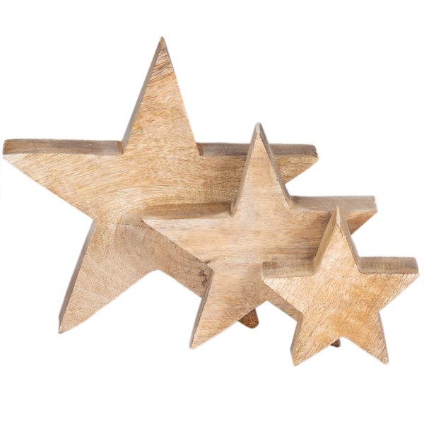 Sterne aus Mangoholz Weihnachtsdeko